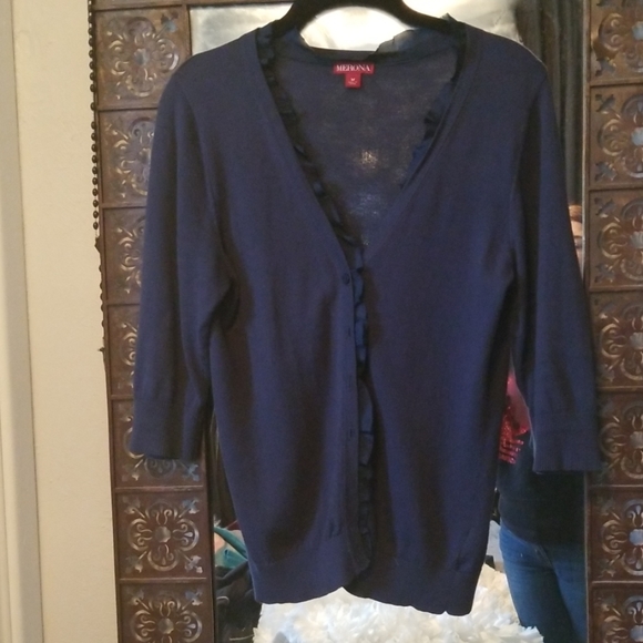 Merona Navy Short Sleeve Cardigan Euc 